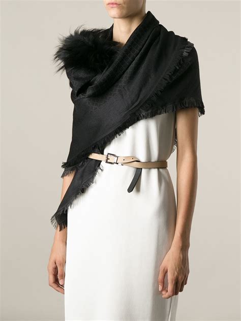 gucci fur stole|gucci handkerchief scarf.